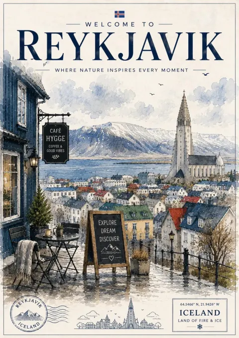 Vintage Watercolor European Travel Poster