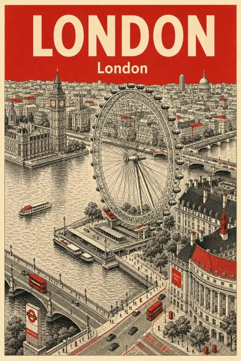 Vintage London Travel Poster Art