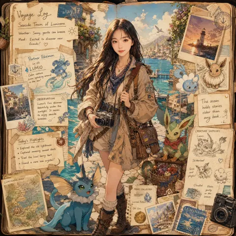 Anime Fantasy Trainer Scrapbook Journal Page