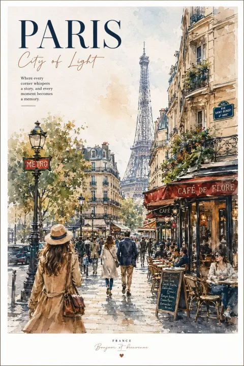 Watercolor Cities: Paris & Kyoto