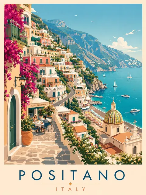 Positano Vintage Travel Poster
