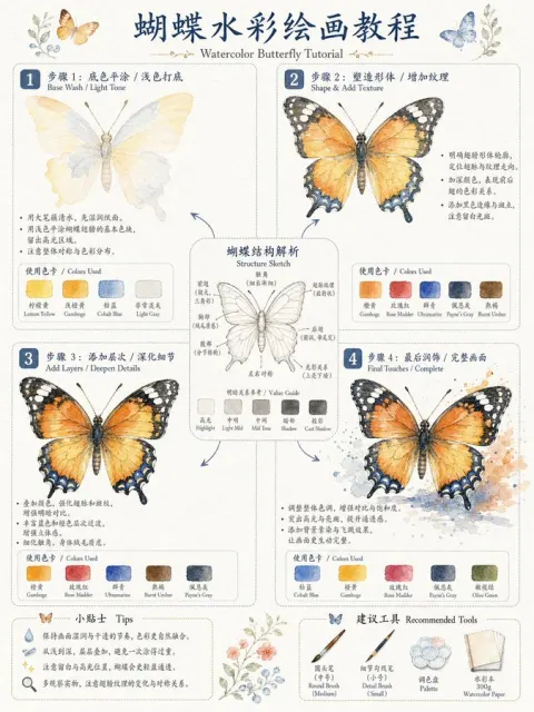 Rose Watercolor 4-Step Tutorial