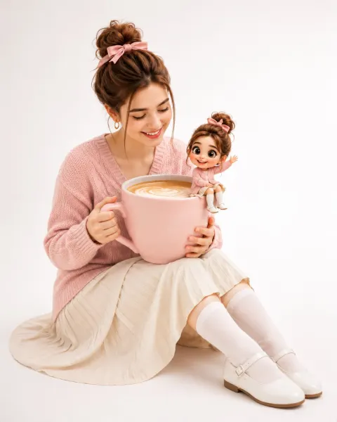 Girl with Adorable Mini Chibi Doll
