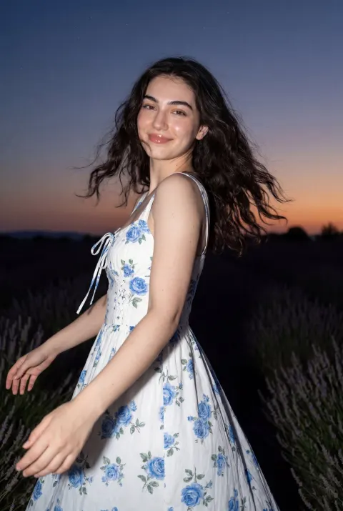 Y2K Girl in Blue Rose Dress