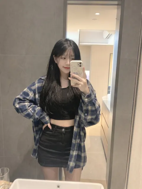 Casual Bathroom Mirror Selfie