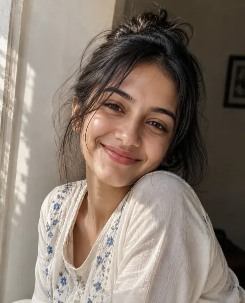 Warm Sunlit Smile Portrait