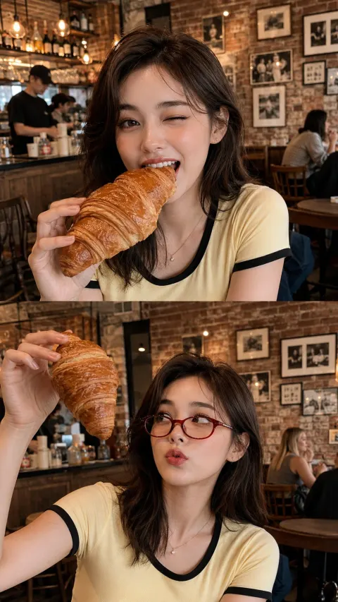 Café Croissant Girl Portrait