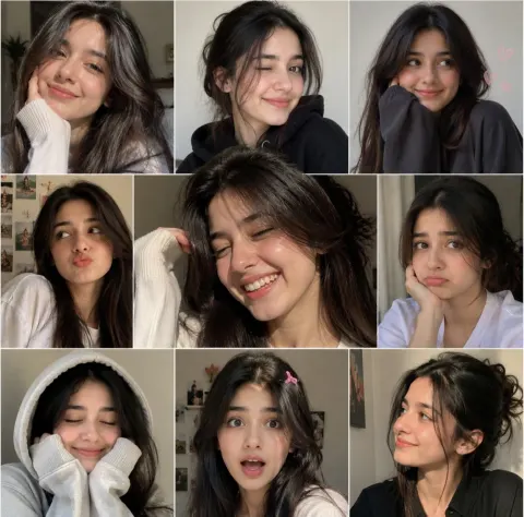 Charming Girl Expression Collage