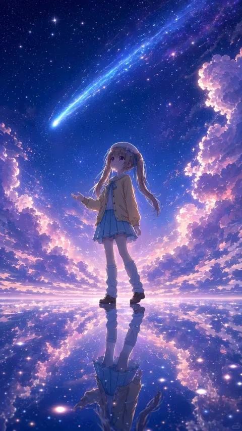 Starry Mirror Girl Fantasy