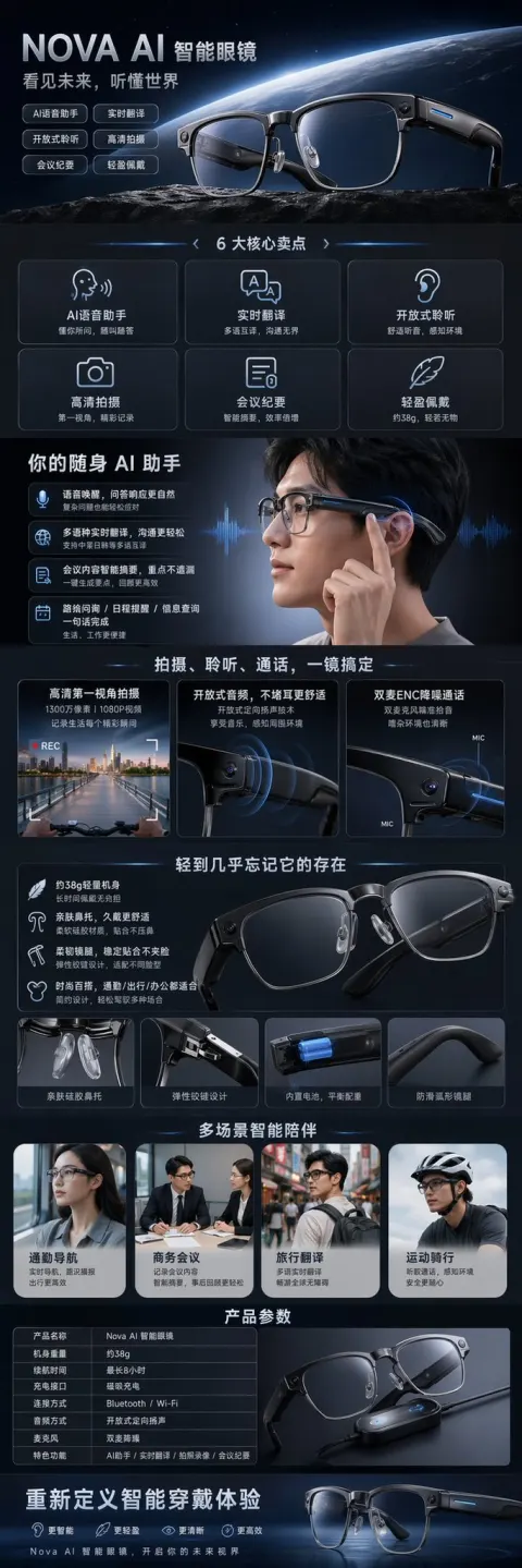 AI Smart Glasses E-Commerce Detail