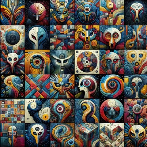 Colorful Geometric Pattern Collection Textured Impasto