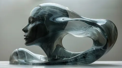 Surreal Klein Bottle Containing Human Head Abstract