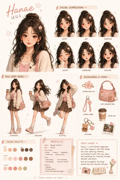 Kawaii Female Character Design Sheet