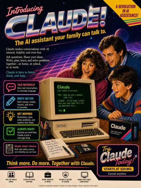 Retro Claude AI Ad