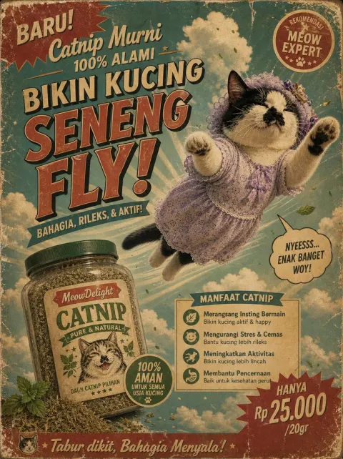 Vintage Indonesian Catnip Ad Poster