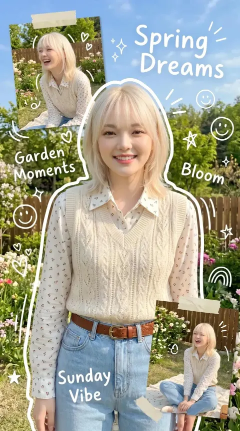 Korean Spring Scrapbook Aesthetic Portrait