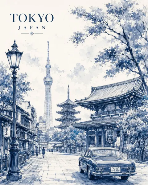 Vintage Watercolor Travel Poster Art