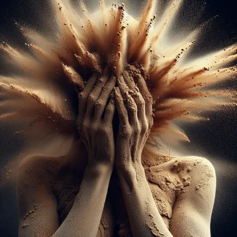 Rain Spirit in Water Drop Dress Exploding at Sunset