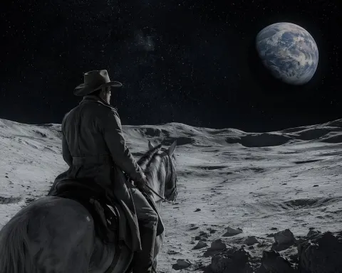 Cowboy Rides Horse on Moon