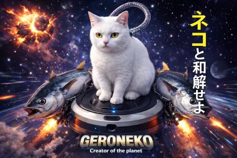 Cat Riding Vacuum in Space