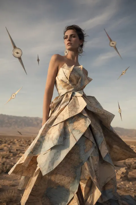 Origami Map Gown Desert Dream