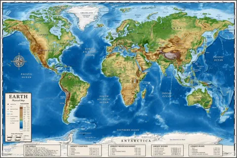Ultra HD World Physical Map