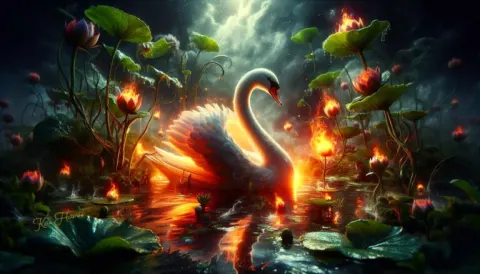 Organic Fire Swan Glowing Symbiosis Design