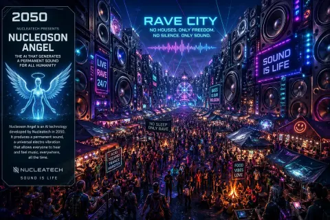 Futuristic Cyberpunk Music Market Scene