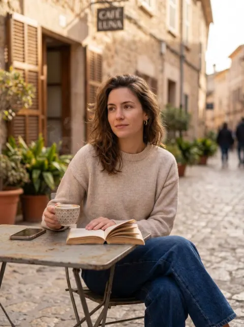 European Cafe Morning Cinematic Portrait