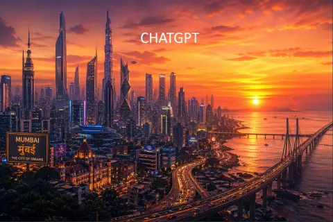 Futuristic Mumbai Sunset Metropolis