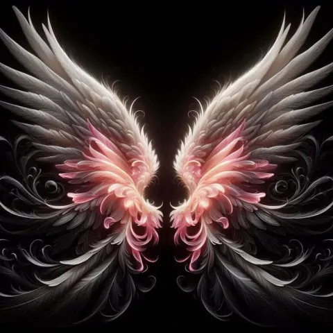 Baroque Angel Wings with Fluorescent Pink