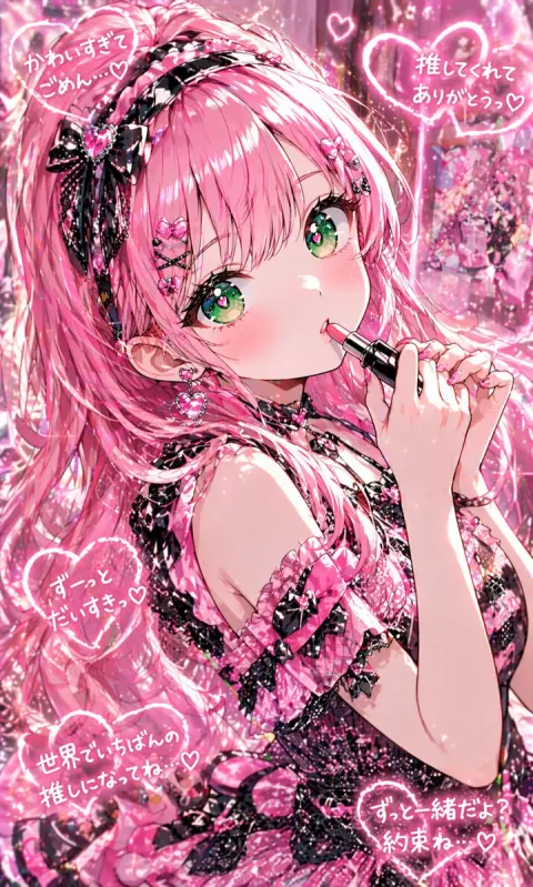 Dreamy Pink Anime Idol Portrait