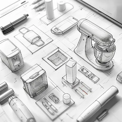Industrial Pencil Concept Sketches of Kitchen Products