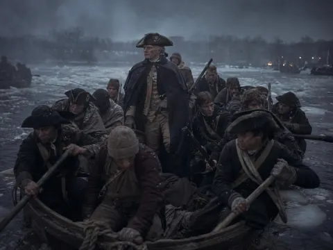 Cinematic Winter River Crossing