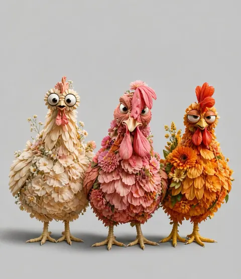 Floral Chicks Whimsical Studio Portrait