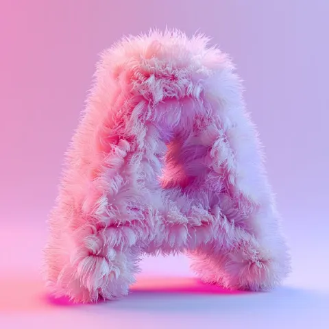 Fluffy Plush Letter A Typography in Pastel Tones