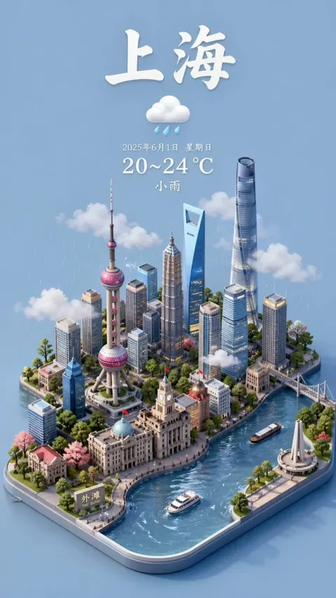 Shanghai Weather Isometric Scene