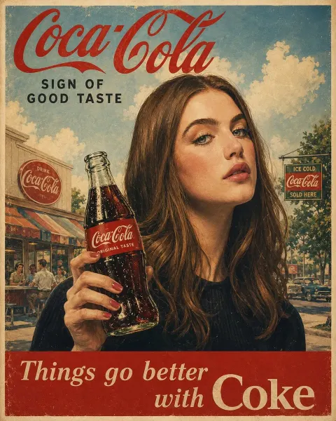 Authentic 1960s Coca Cola Ad Poster