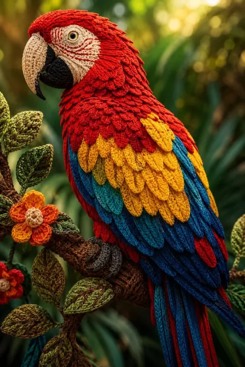 Knitted Yarn Bird Art Collection