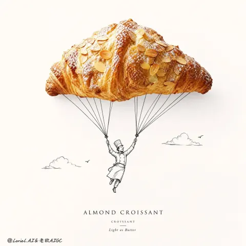 Minimalist Almond Croissant Art Poster