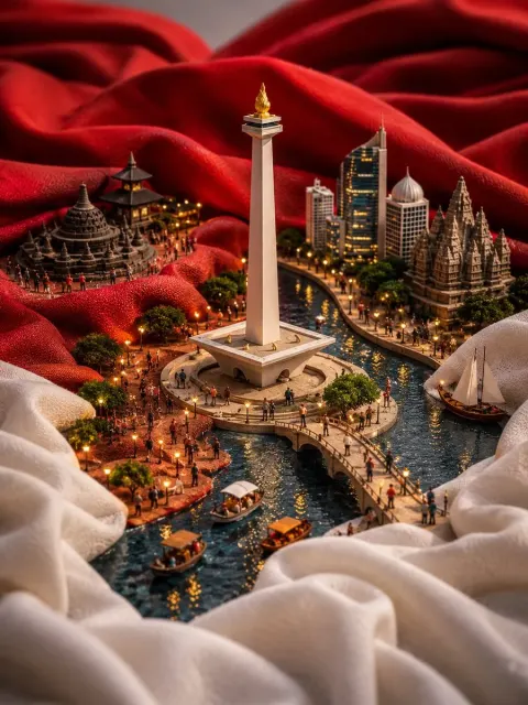 China Miniature Diorama In Flag Folds