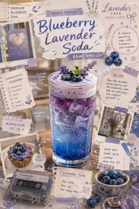 Vintage Blueberry Lavender Soda Poster