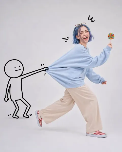 Doodle Pulls Running Woman