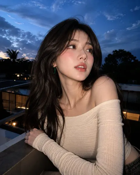 Dusk Rooftop Selfie Portrait