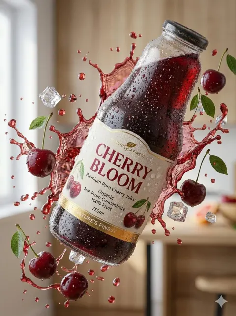 Premium Cherry Juice Commercial Shot