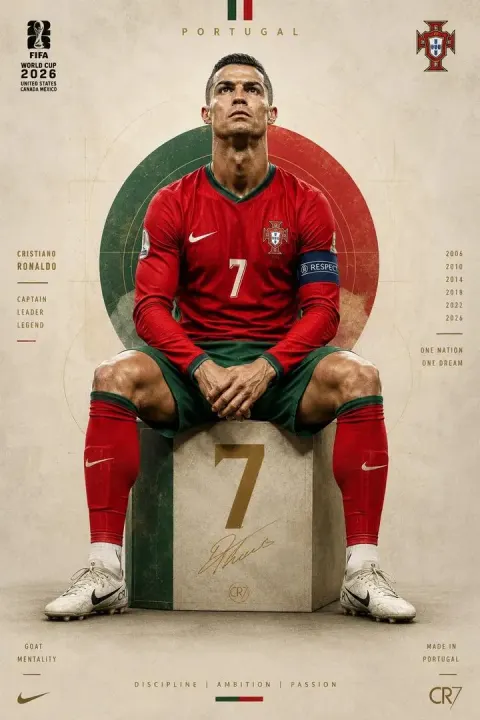 Legendary Portuguese Footballer Portrait Poster