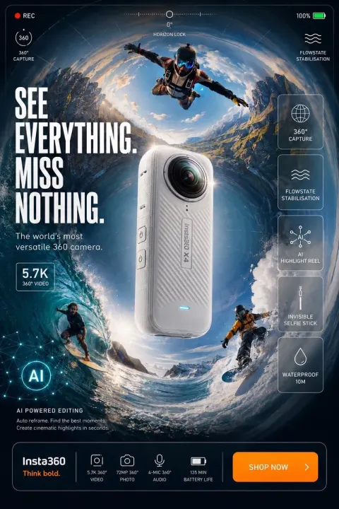 Ultra Premium Action Camera Ad Poster