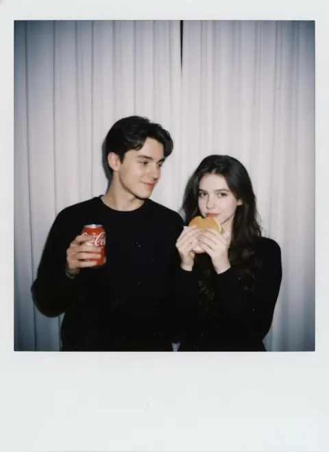 Polaroid Couple Candid Snapshot