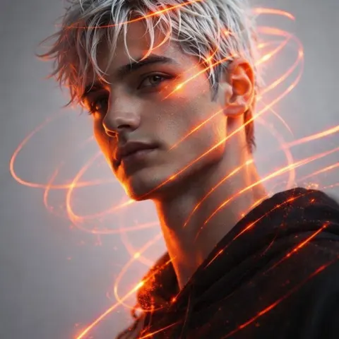 Futuristic White Hair Portrait Glow