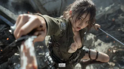 Battle-Worn Swordsman Beauty